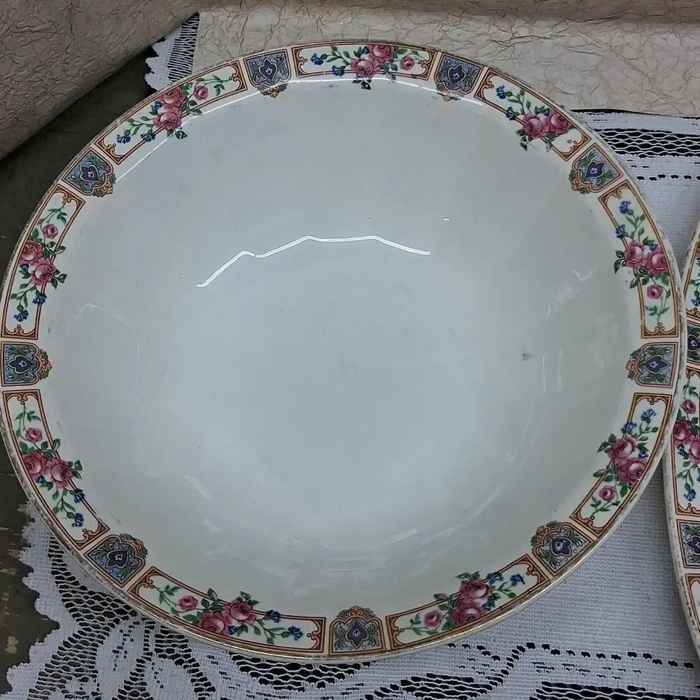 Edwin M. Knowles Vintage China Platter And Bowl Set.‎